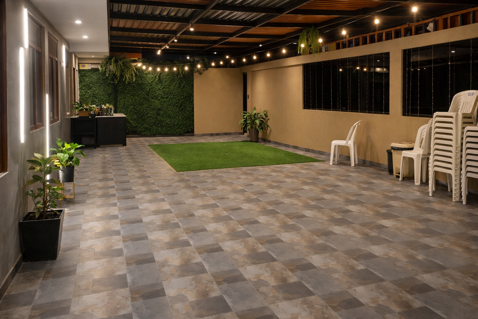 Professional stage with dramatic lighting setup for concerts and performances